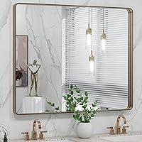 Vista 92 de LOAAO - Espejo de baño con marco de metal negro de 28x36 pulgadas para pared, espejo de tocador de baño negro mate estilo granja, antióxido, se