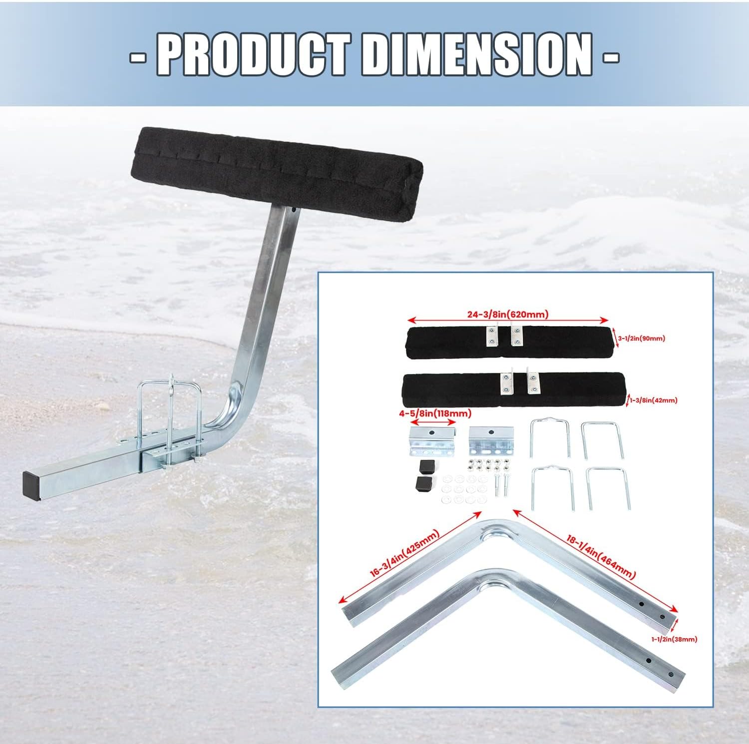 KUAFU Carpeted Boat Trailer Guide 2' Bunk Board Guide On Board Solid & Easy Operation 75 Degree