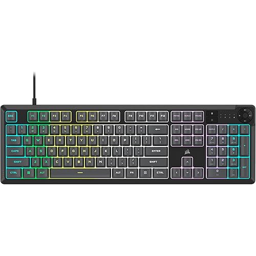 Corsair K55 CORE RGB Membrane Wired Gaming Keyboard – Quiet, Responsive Switches – Spill Resistance – Ten-Zone RGB – Media Keys – iCUE Compatible – QWERTY NA – PC, Mac – Gray