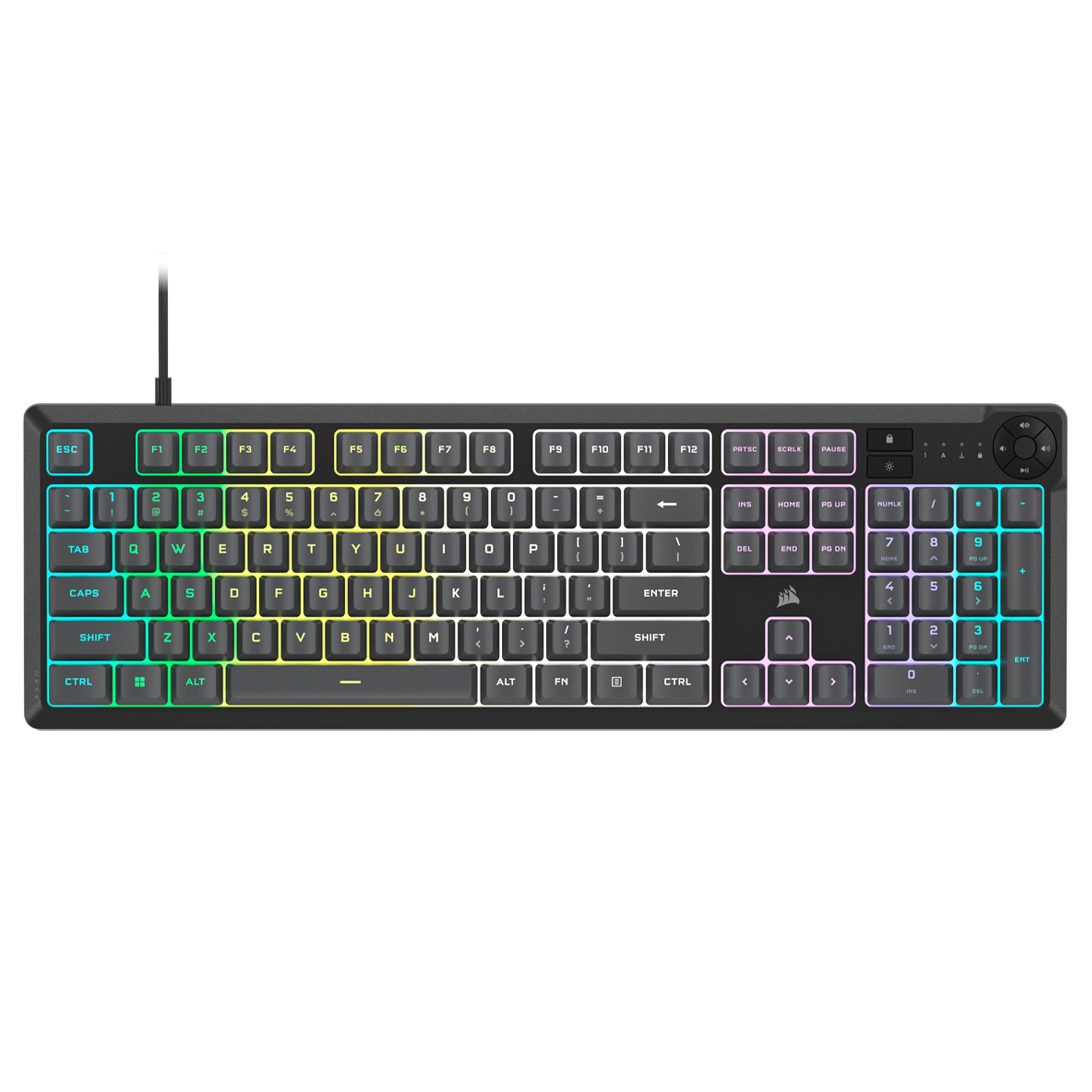 Corsair K55 CORE RGB Membrane Wired Gaming Keyboard – Quiet, Responsive Switches – Spill Resistance – Ten-Zone RGB – Media Keys – iCUE Compatible – QWERTY NA – PC, Mac – Gray-picture-27