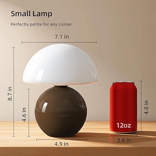 Vista 5 de Mushroom Lamp Table Lamp for Bedroom,Desk Bedside Small Lamps for Living Room Night Stands,Mushroom Decor Cute Mini Modern Mid Century Lamps,Unique