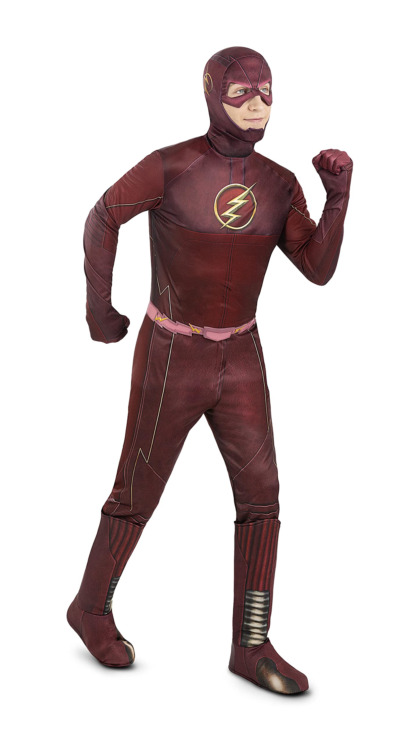 Funidelia | Disfraz de Flash deluxe hombre Superhéroes, DC Comics, Justice League - Disfraz para adultos y divertidos accesorios para Fiestas, Carnaval y Halloween - Granate