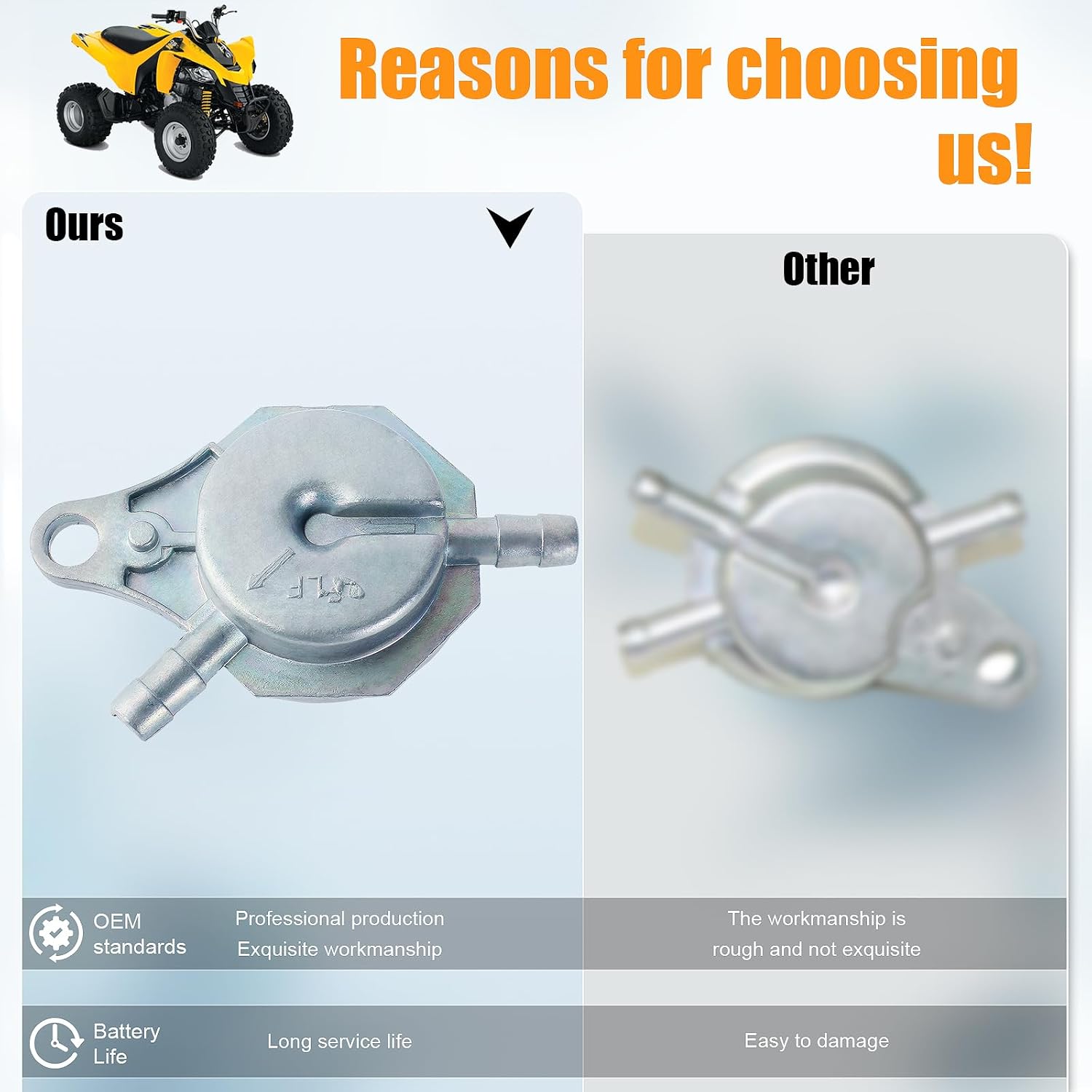 Vacuum Fuel Pump Gas Valve Petcock Switch for GY6 50cc 60cc 80cc 90cc 110cc 125cc 150cc 200cc 250cc 139QMB 152QMI 157QMJ ATV Scooter Go Kart Moped Motorcycle Chinese Roketa Sunl Taotao 3 Port