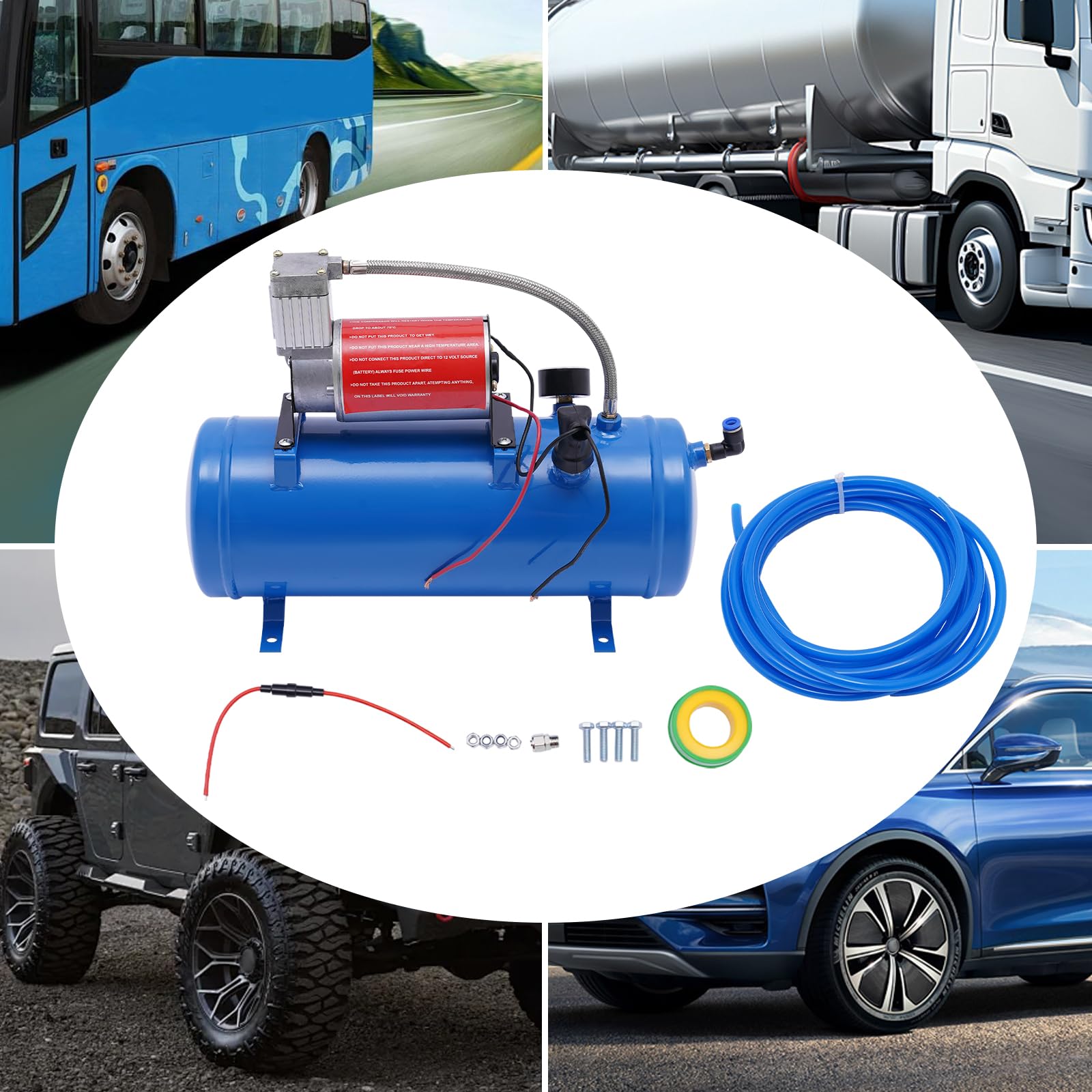 Compressore d'Aria con Serbatoio da 6L, Compressore, Compressore Silenzioso, Utilizzato per Pneumatici di Auto, Motori di Auto, Gonfiaggio di Pneumatici, Palloni, ecc
