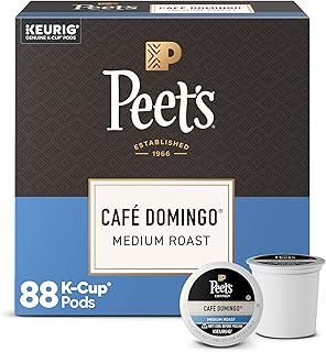 Peet's Coffee Medium Roast Keurig K-Cup Pods, 100% Arabica Coffee - Café Domingo 88 Count (4 Boxes of 22 K-Cup Pods)