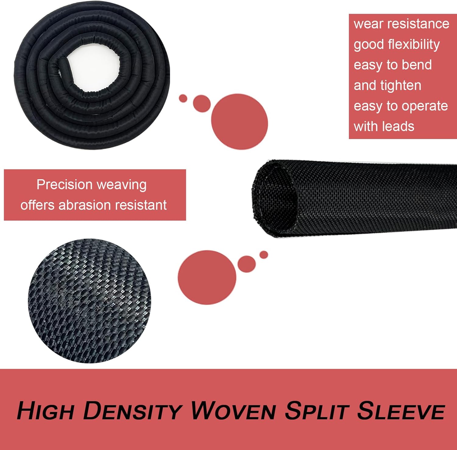 Split Mesh Cord Sleeve Loom Tubing Cable Cover Braided Cable Management Auto Protective Wire Harness Wrap Self Wrapping Woven 3/4"-24ft