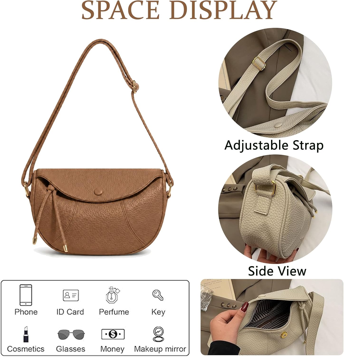 Ladies Trendy Dumpling Shoulder Bags Women Casual Crossbody Purse Slouchy Hobo Handbags