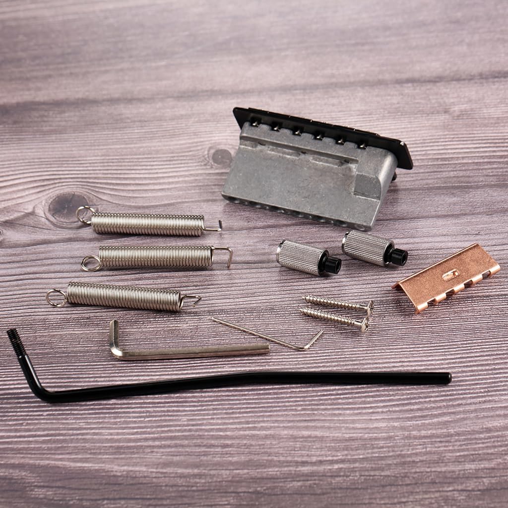 ST Guitar Tremolo Bridge 52.5mm(6 Strings) Spceing Double System Bridge 2-Point for Strat Electric Guitar Replacement Electric Guitar Tremolo Bridge, Chrome