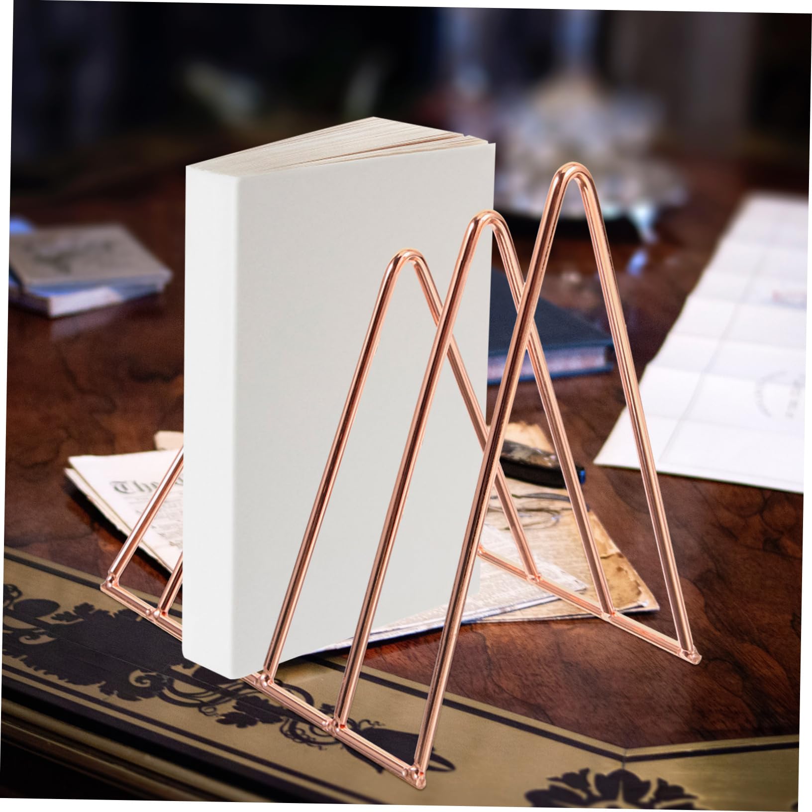 Gadpiparty 2 Set Fermalibri in Metallo Scaffale Da Scrivania Scaffali Per Libri Da Esporre Scaffale Libreria Tappisti Del Libro Supporti Per Libri Leggio Da Tavolo Acciaio Golden