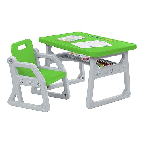Miniatura 11 de ECR4Kids Escritorio y silla para niños pequeños, muebles para niños, verde hierbagris claro