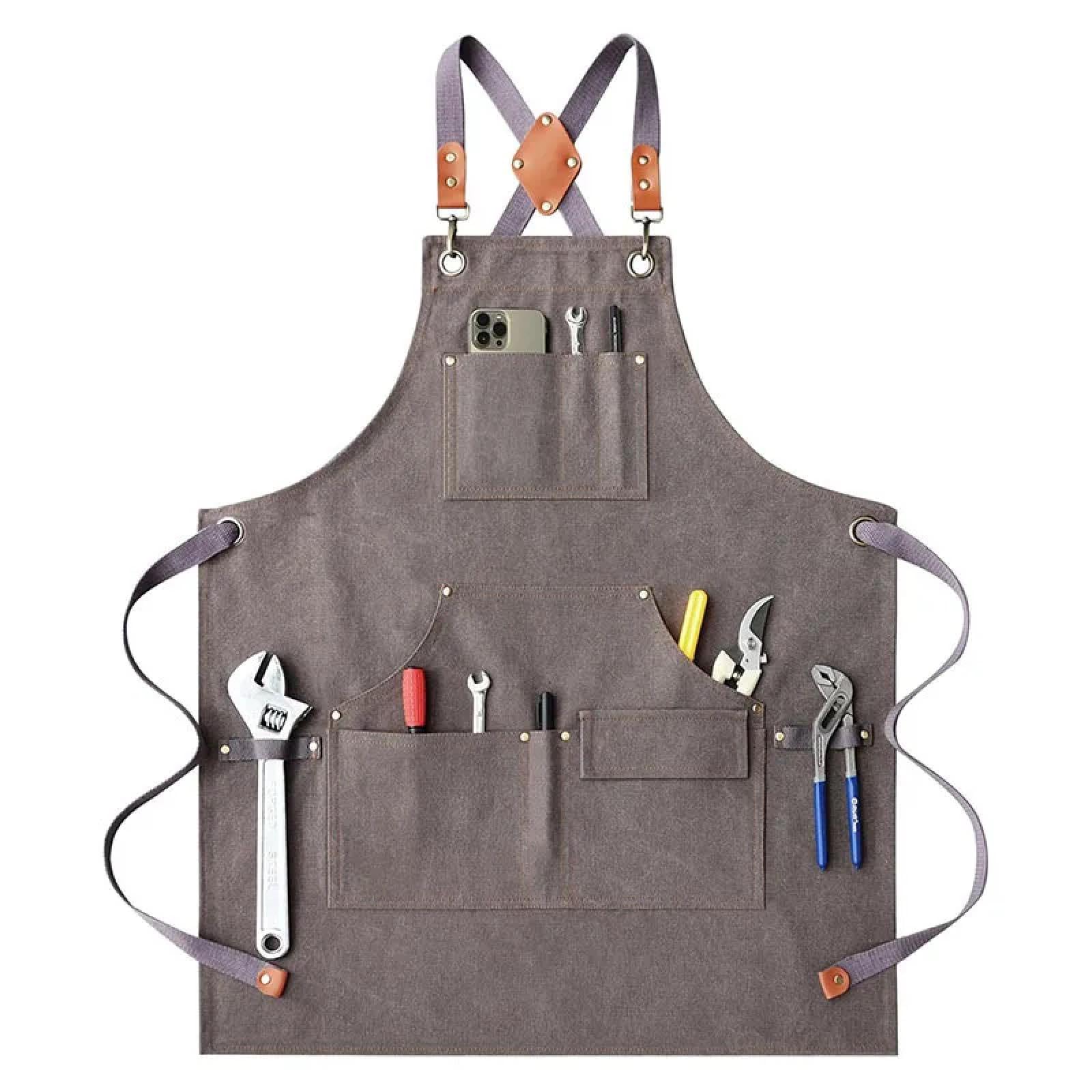 Delantal Cocina Baberos Chaleco Grueso Resistente Al Desgaste para Exteriores Delantal Impermeable para Jardinero Carpintero Peluquería Paquete Multifuncional
