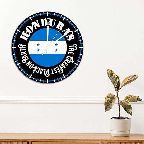 Miniatura 3 de ArogGeld Reloj de pared de PVC con bandera de Honduras, el mejor lugar en la tierra, reloj de pared redondo para amantes de Honduras, 10 pulgadas,
