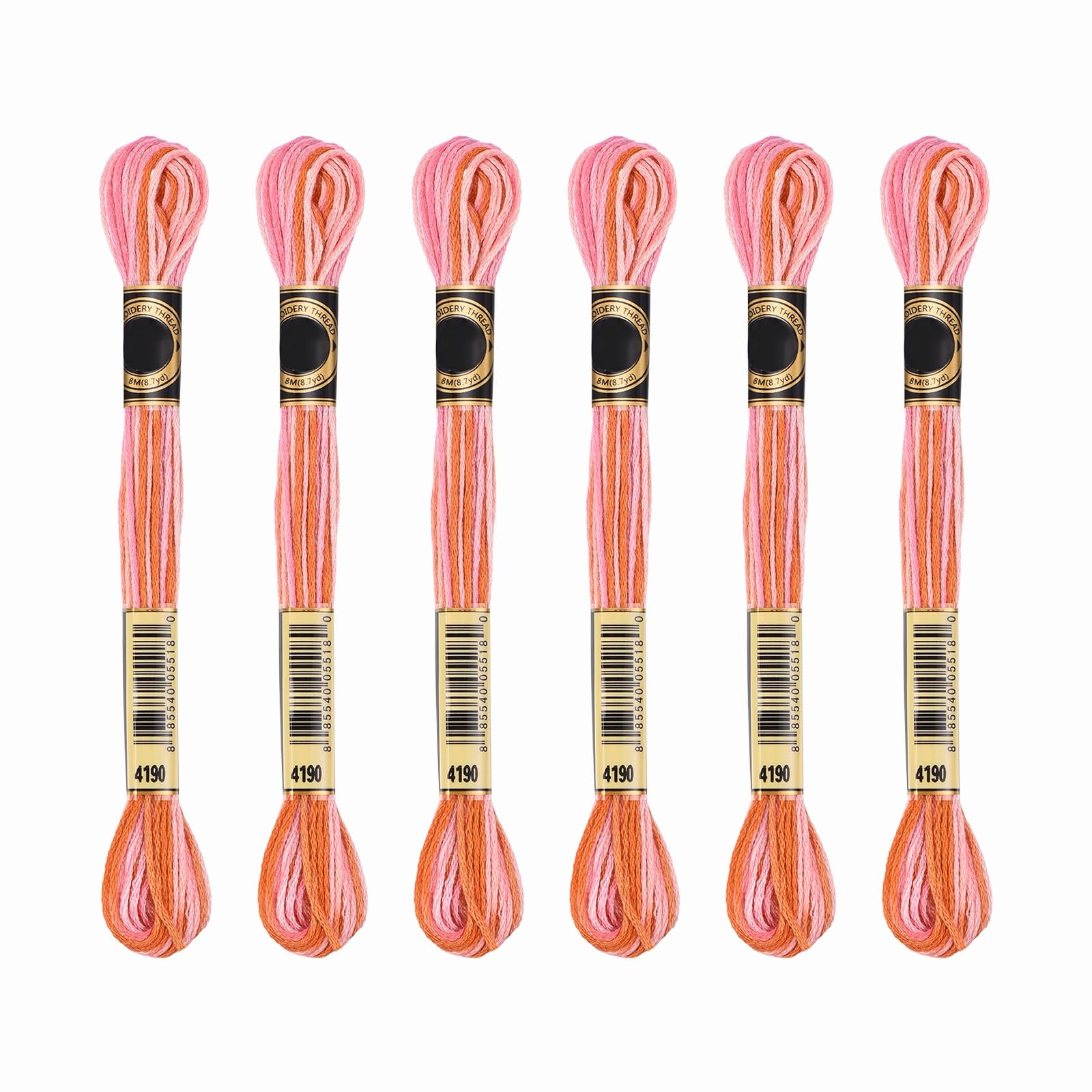 PATIKIL 6 Skeins Embroidery Floss, Gradient Colors Polyester Embroidery Threads Bracelets String for Cross-Stitch Hand Embroidery, Rose Red — image 1