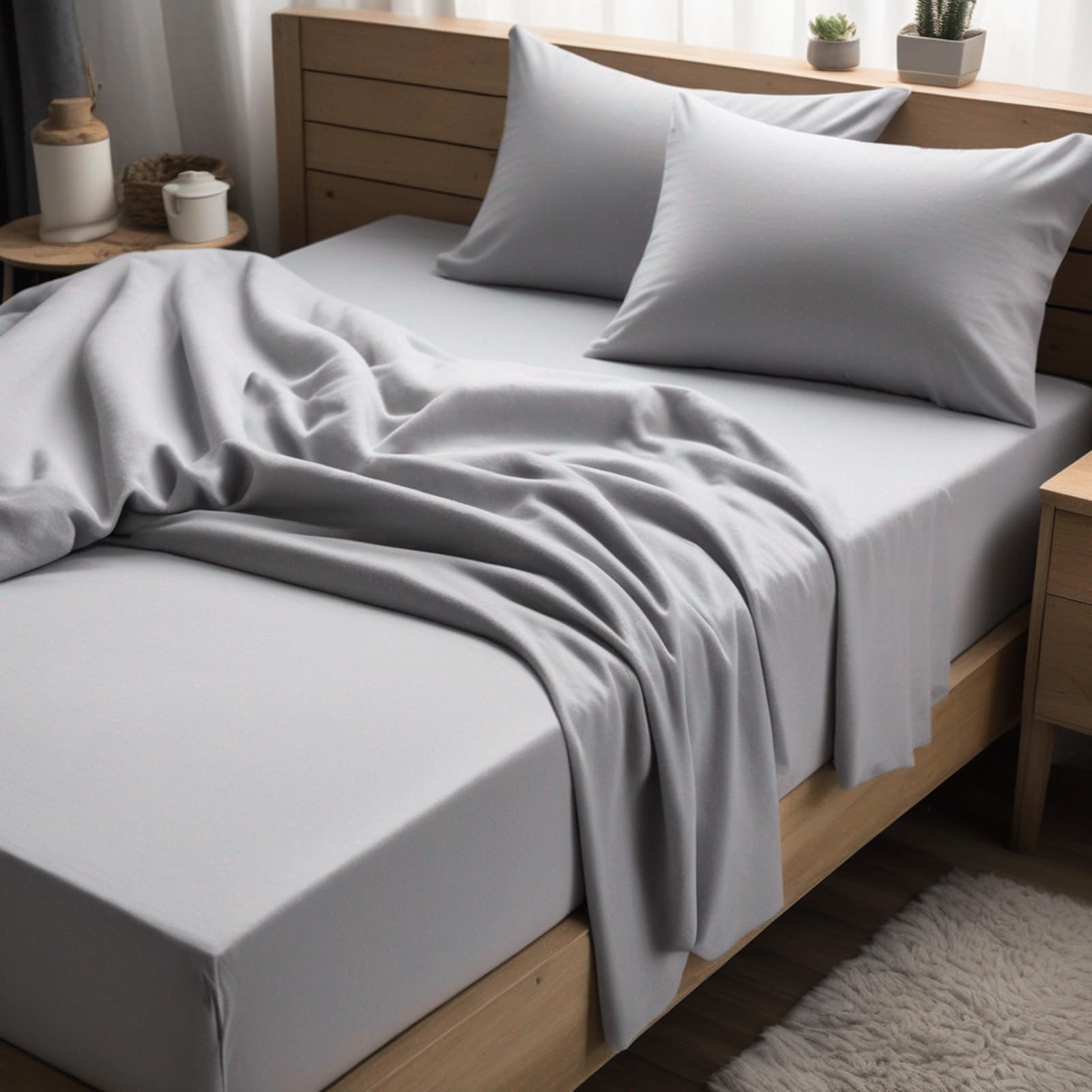 Carpe Sonno Warmes Biber Spannbettlaken 140x200cm Grau [Made in Germany] 15 bis 25cm Steghöhe - mit Gummizug | Flanell Bettlaken | Winter Spannbetttücher flauschig | Biber Bettlaken Dicker Stoff