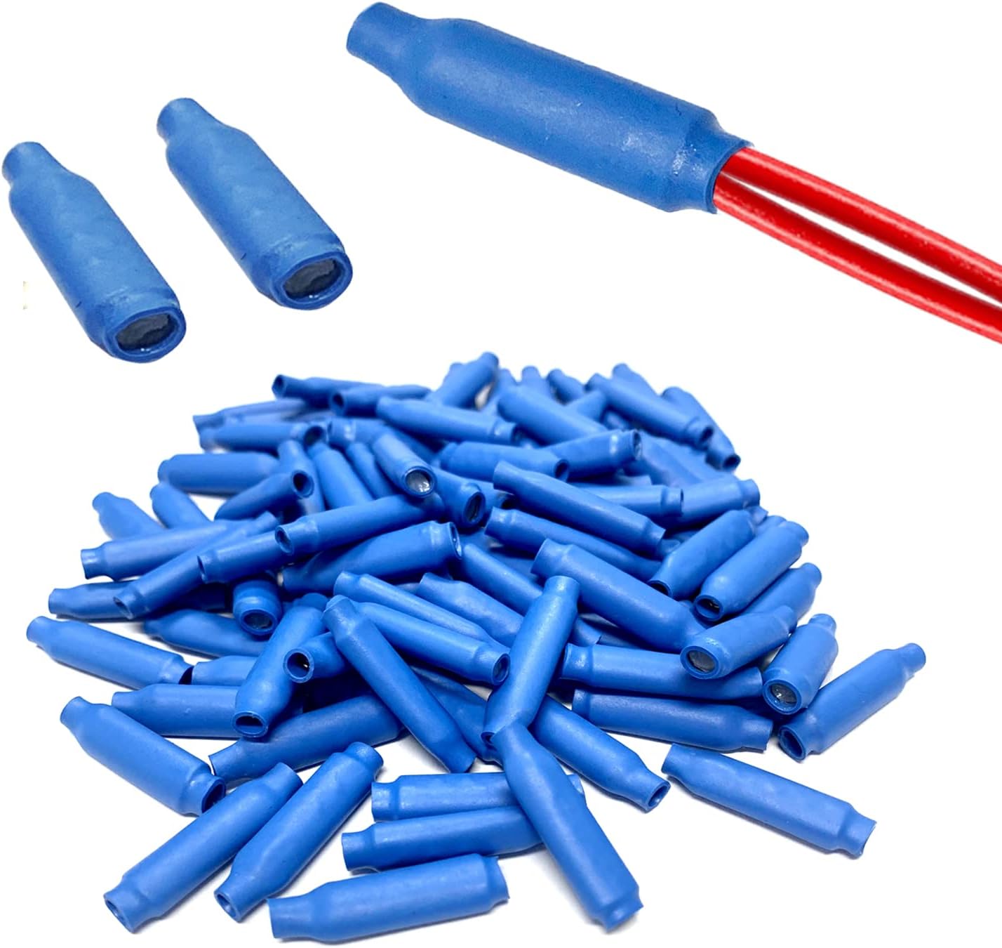 100PC Blue B Connectors Silicone Filled Wet B Wire Gel Telephone Alarm Wire Crimp Bean Type Splices for Low Voltage