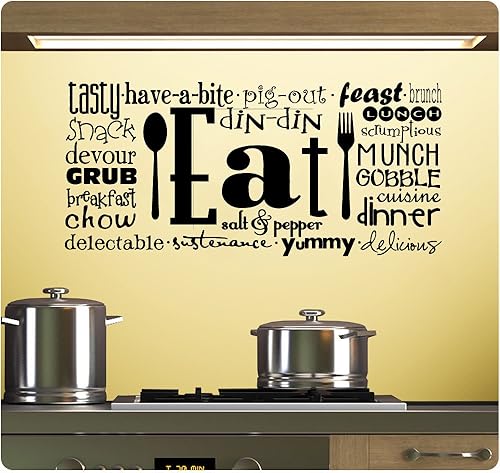 Adhesivo decorativo para pared, diseño de cocina con texto en inglés "Eat Tasty Breakfast", decoración del hogar