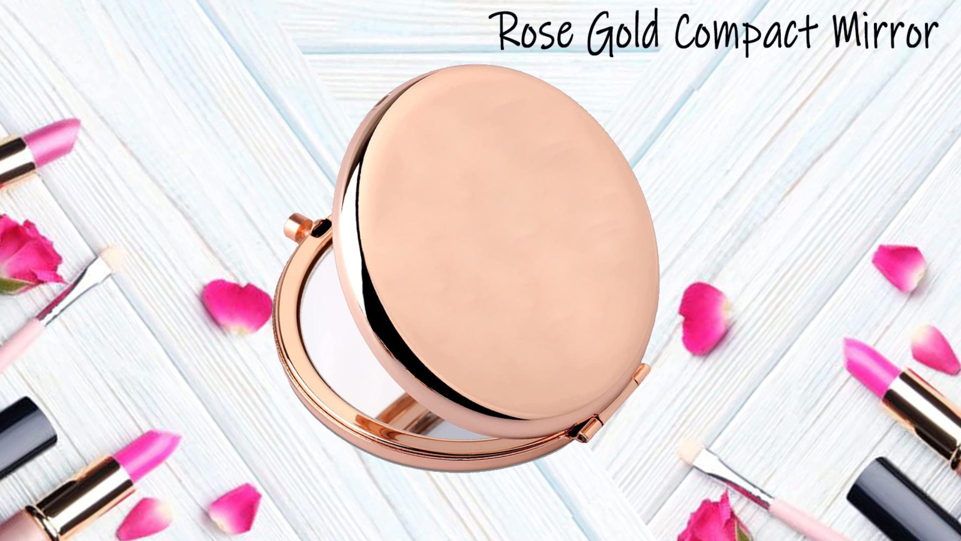 Espejo compacto redondo para maquillaje LQRI rosa miniatura 7