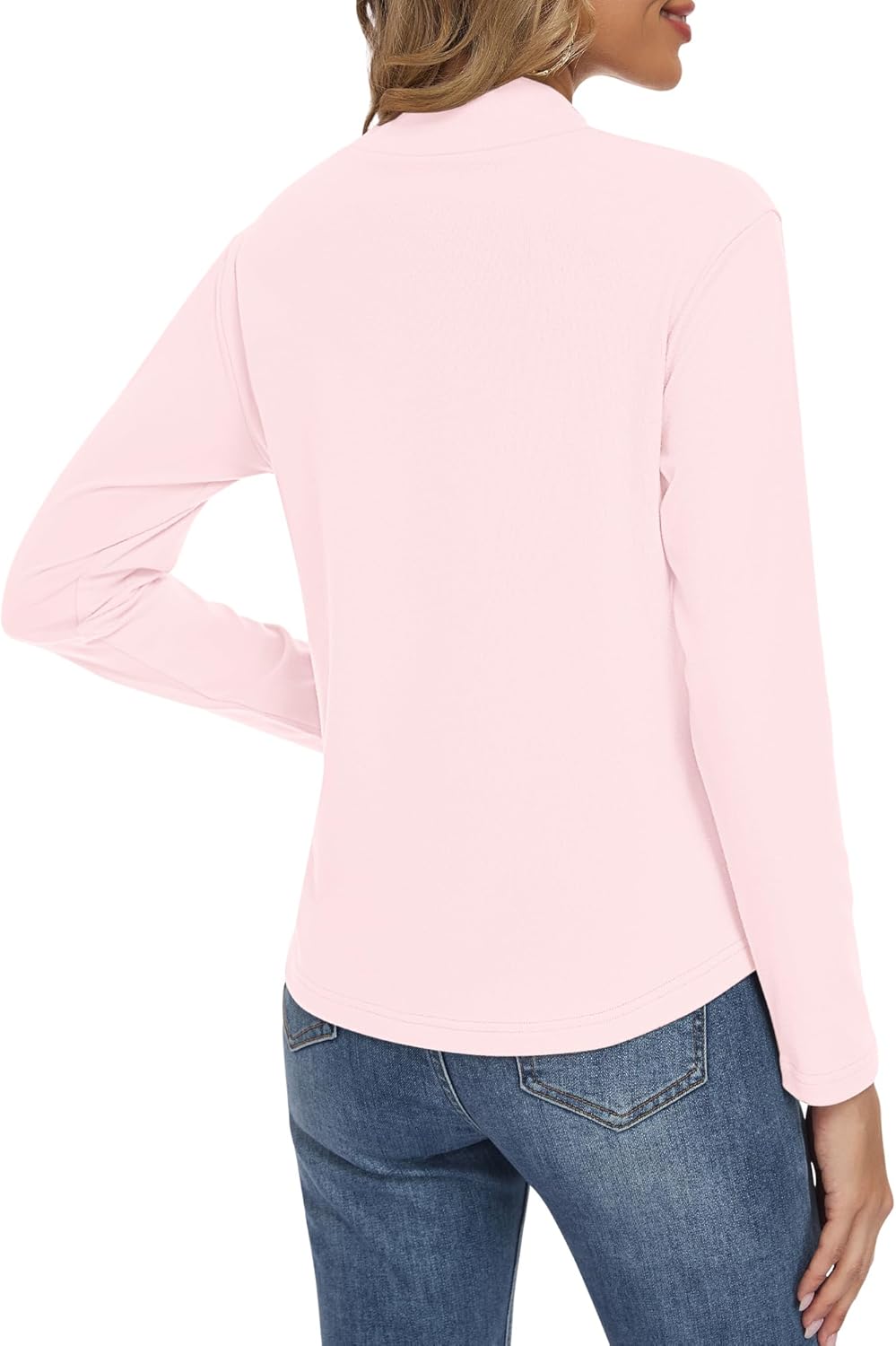 AUSELILY Turtleneck Tops for Women Mock Neck Long Sleeve Shirts Basic Lightweight Women Losse Fit Tops - Image 4