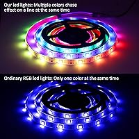 Vista 3 de USB LED Lights Strip 6.56ft Rainbow Chasing 5050 RGB Dream-Color Light with 17-Key Remote Control, Multiple Colors on One Line, Flexible LED Tape