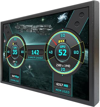 VSDISPLAY 8 Inch 1280x800 IPS LCD Monitor Portable Small Display Built-in Theme Editor for Computer PC Case Inside Screen Monitoring CPU GPU RAM Temp Data,Black