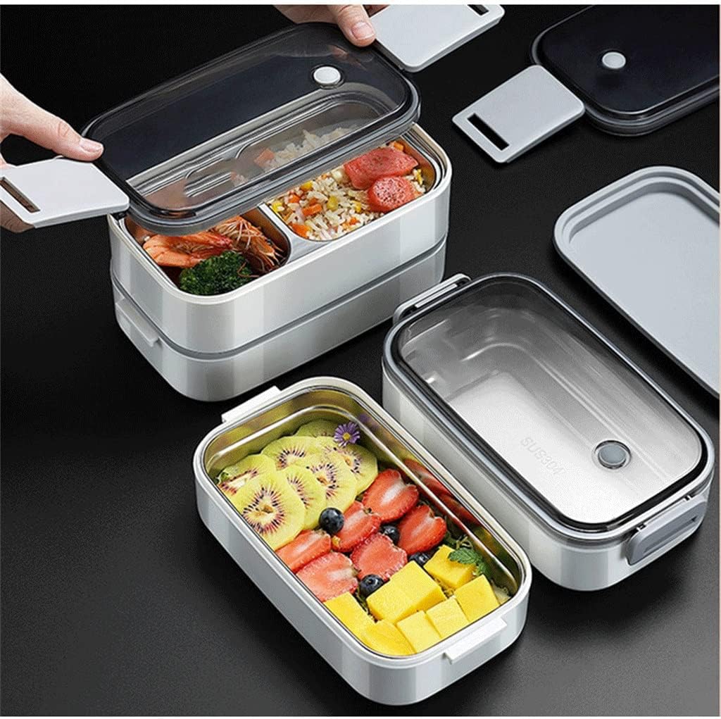 304 Stainless Steel Lunch Box Portable Grids Bento Microwaveable Student Office Worker Food Storage Containers
