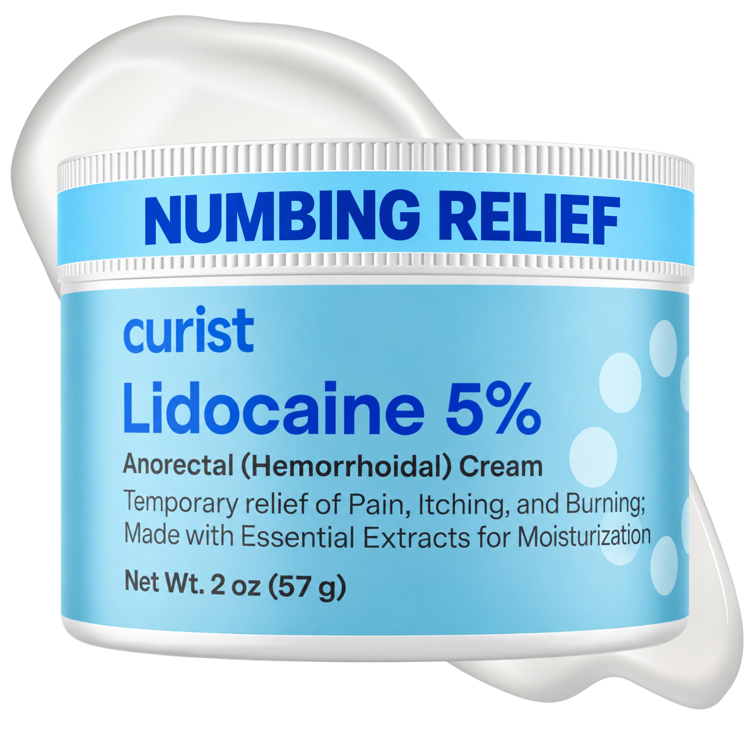 Curist 5% Lidocaine Numbing Cream Pain Relief (2 oz Jar)