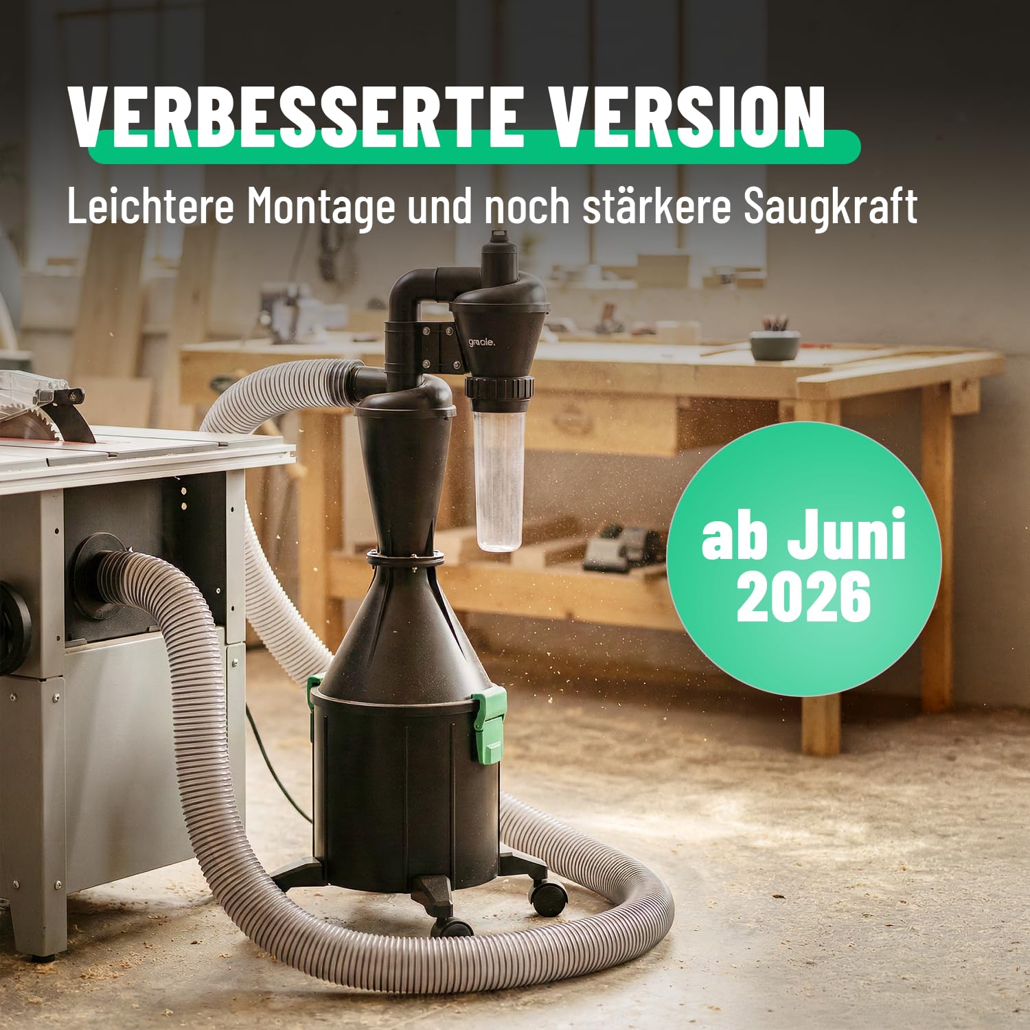 greate 2-Stufen Zyklonabscheider mit Behälter 17 Liter - Verbesserte Version - Zyklon Absaugung Werkstatt mobil oder stationär nutzbar - Staubabscheider Zyklonabscheider Bausatz - Abscheider