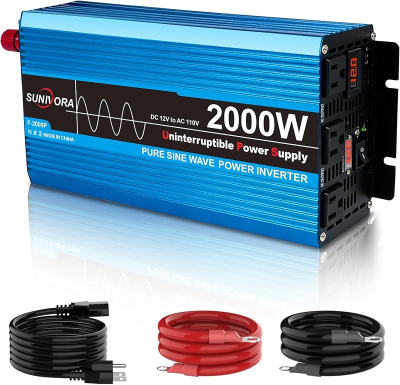 Sump Pump Battery Backup System, 2000W, Automatically Shifts to Inverter Power Ensuring Uninterrupted Operation, Essential for Basement Protection Emergency and Power Outage, Pure Sine Wave Output UPS