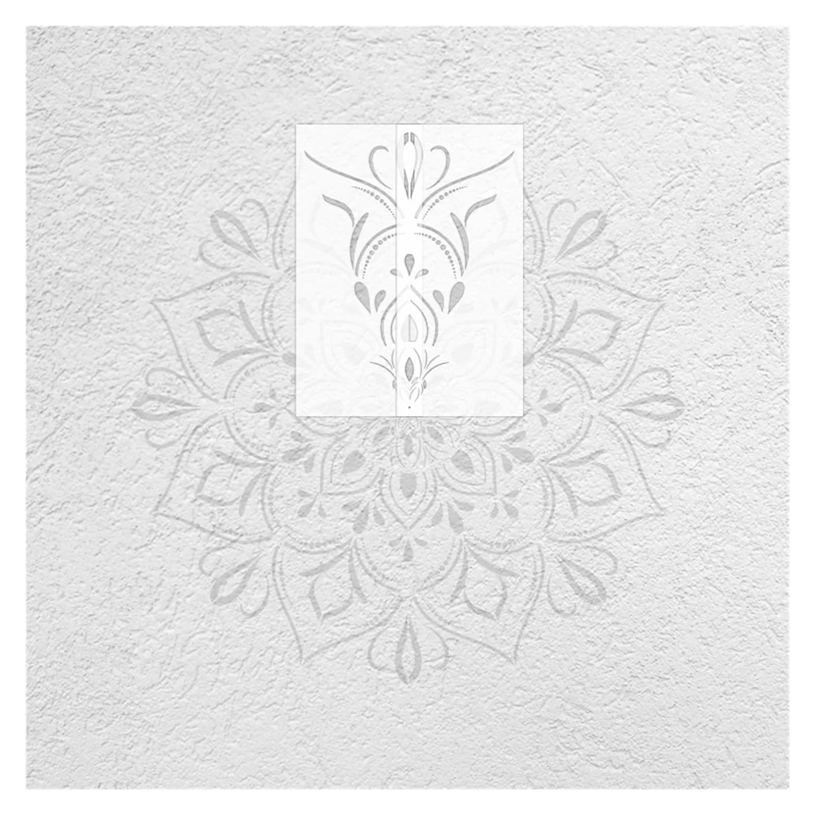 Wandschablone 130 cm – 210 cm Schablone for Malen, Dekorieren, Wandkitt, Gipsschablone, Ziegel, extragroß, riesiges Mandala, runde Blume(XL 38cmX95cm X 2pcs)