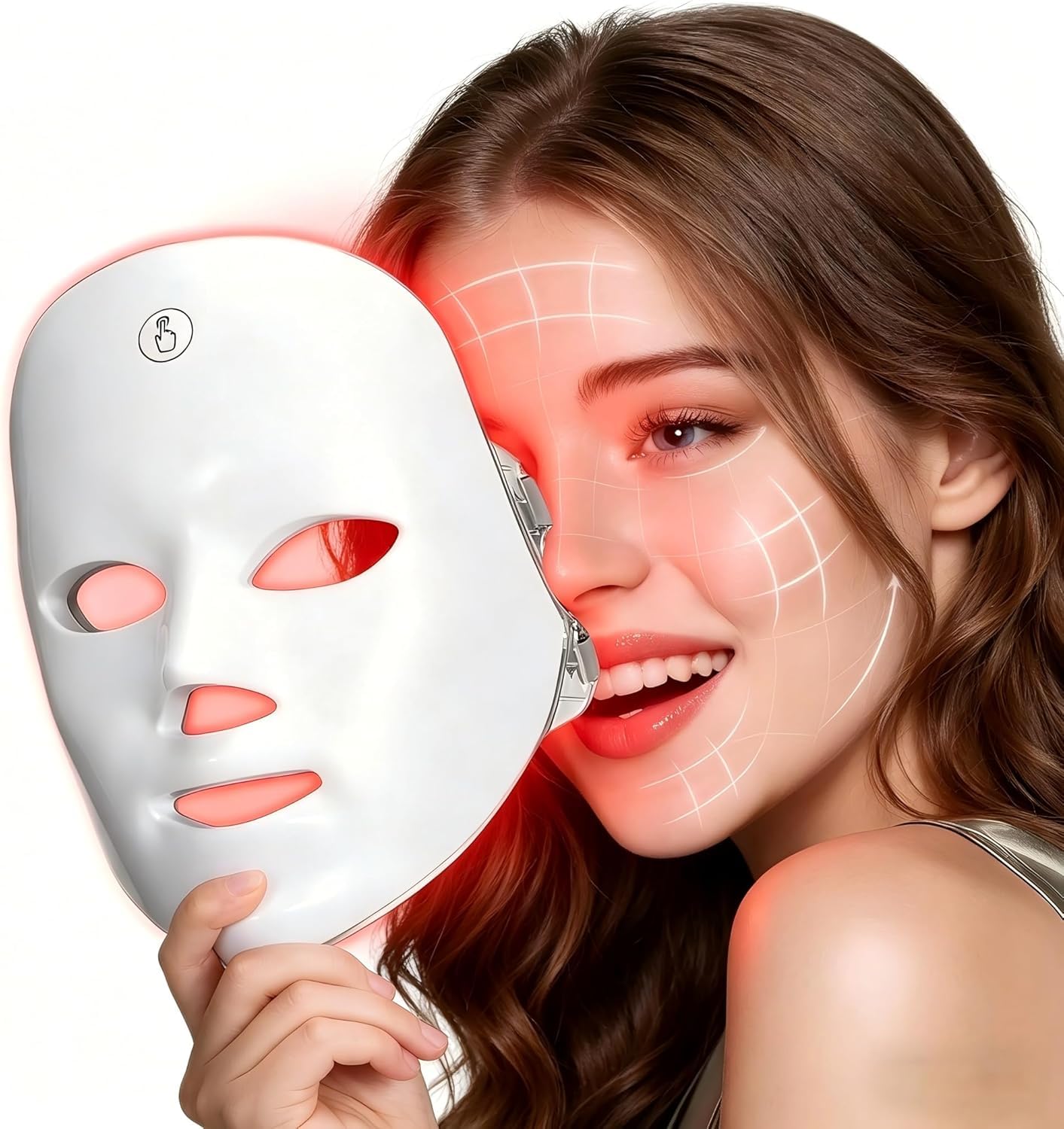 XANBYYE 7-Color LED Facial Mask, Rechargeable Adjustable Brightness LED Face Mask, Home Skin Glow Beauty Mask for Facial Skin Care