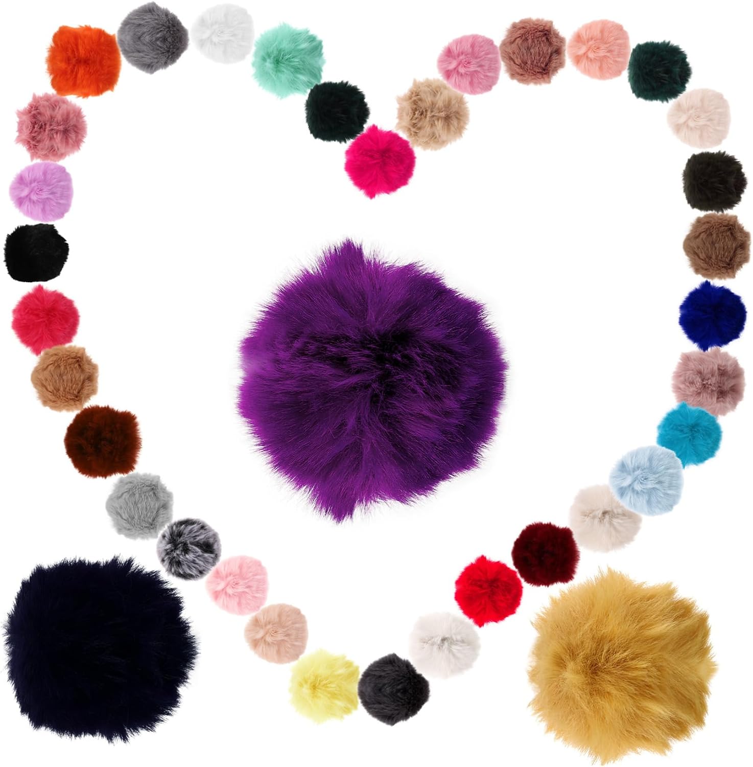 GLSTOY 37pcs Puff Balls for Hats Faux Fur Pom Poms Artificial Fur Ball Pendants Fluffy Decor DIY Craft Supplies