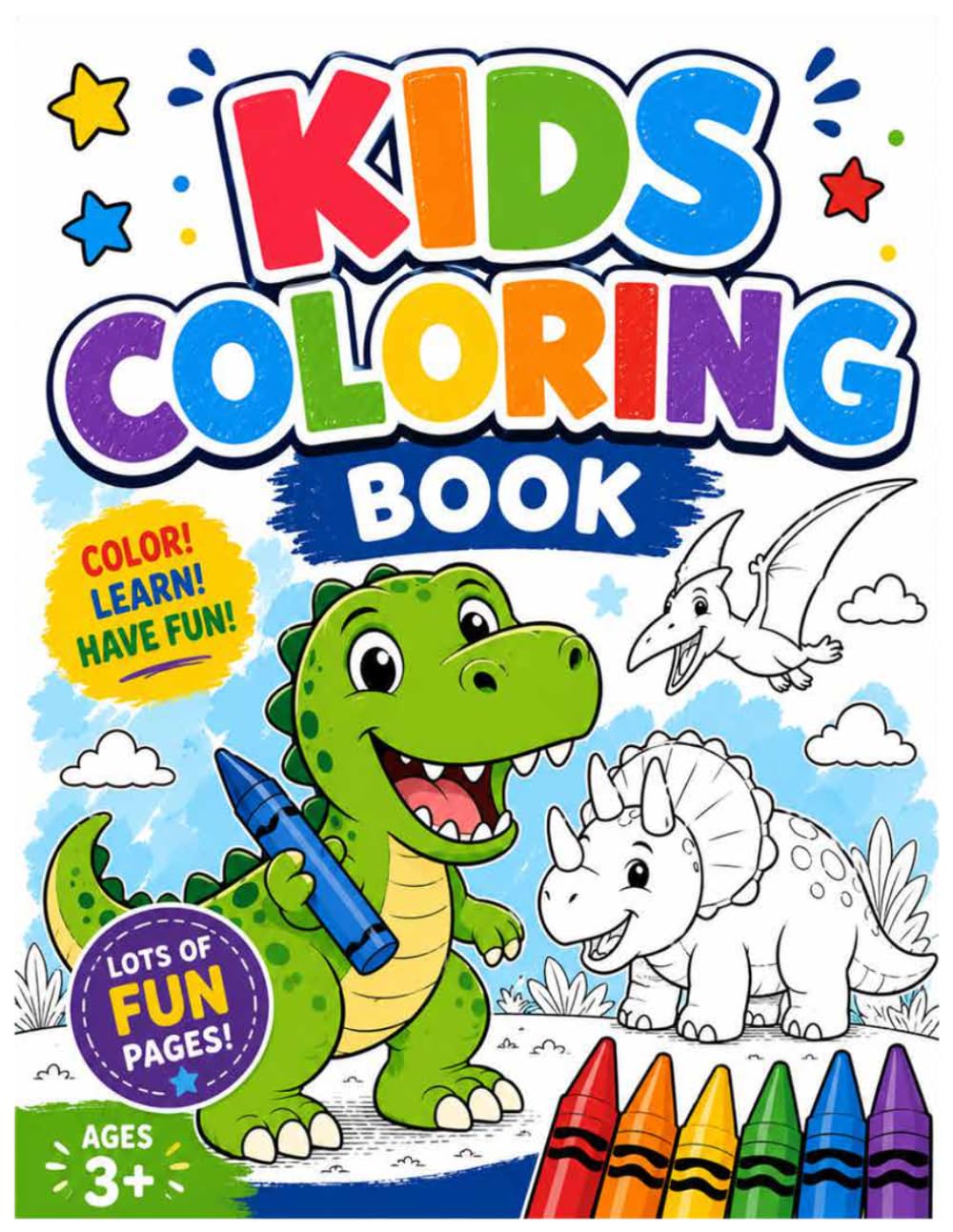 Dino Fun Coloring Book: A Fun Coloring Adventure Filled with Friendly Dinosaurs, Volcanoes, and Prehistoric Fun
