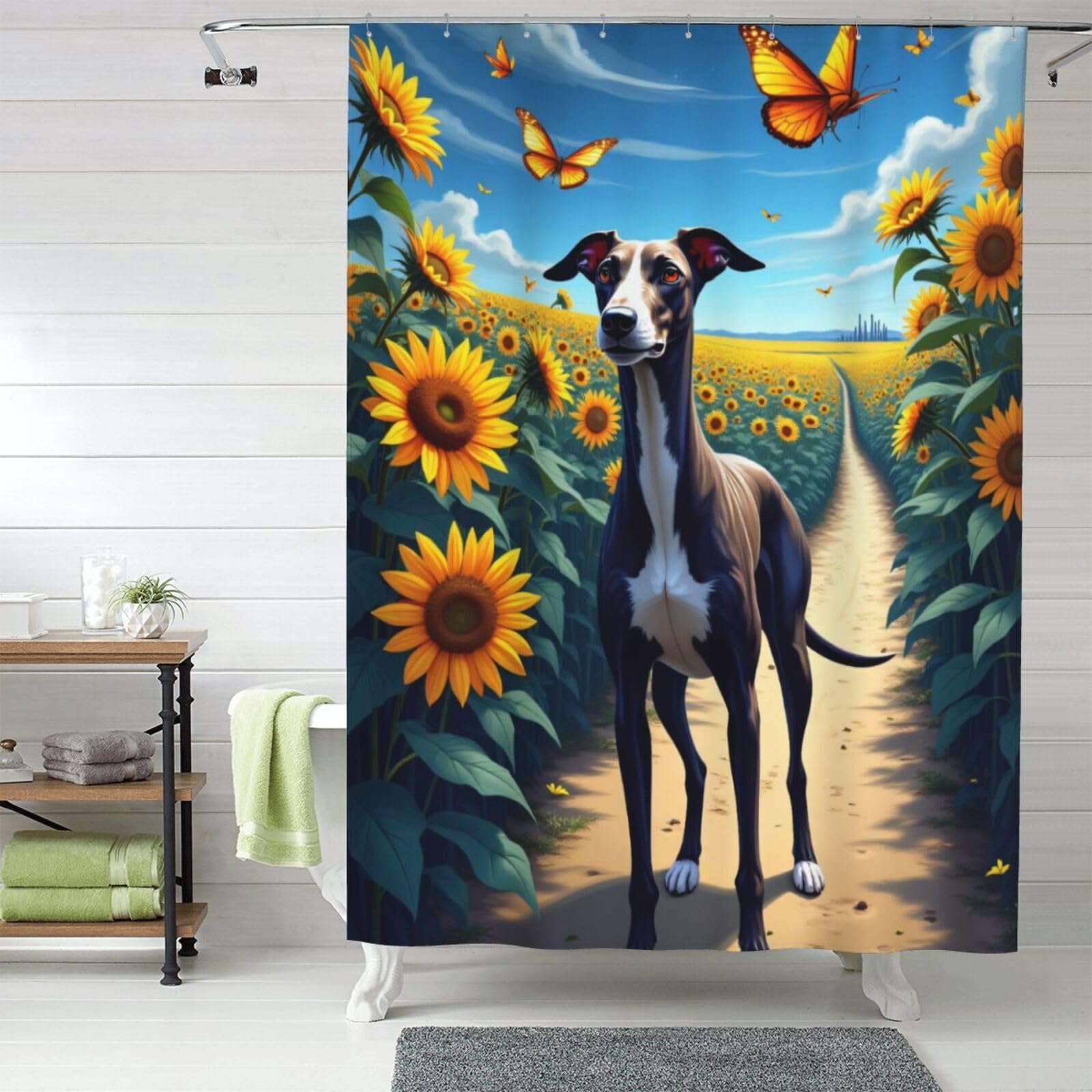 Rideau de douche tournesol 152x183 cm opaque pour salle de bain rustique