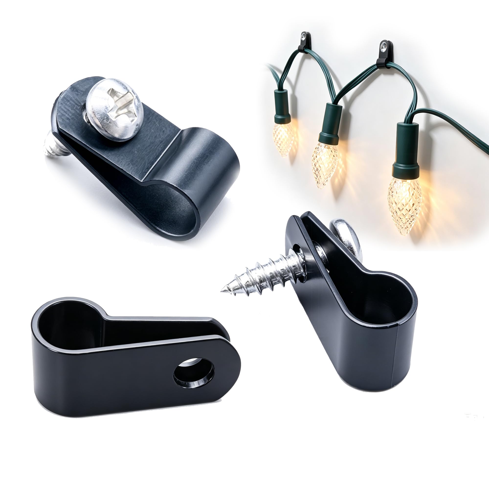 Abrazaderas de cable de 1/4" para instalar luces de cadena de forma segura en el patio
