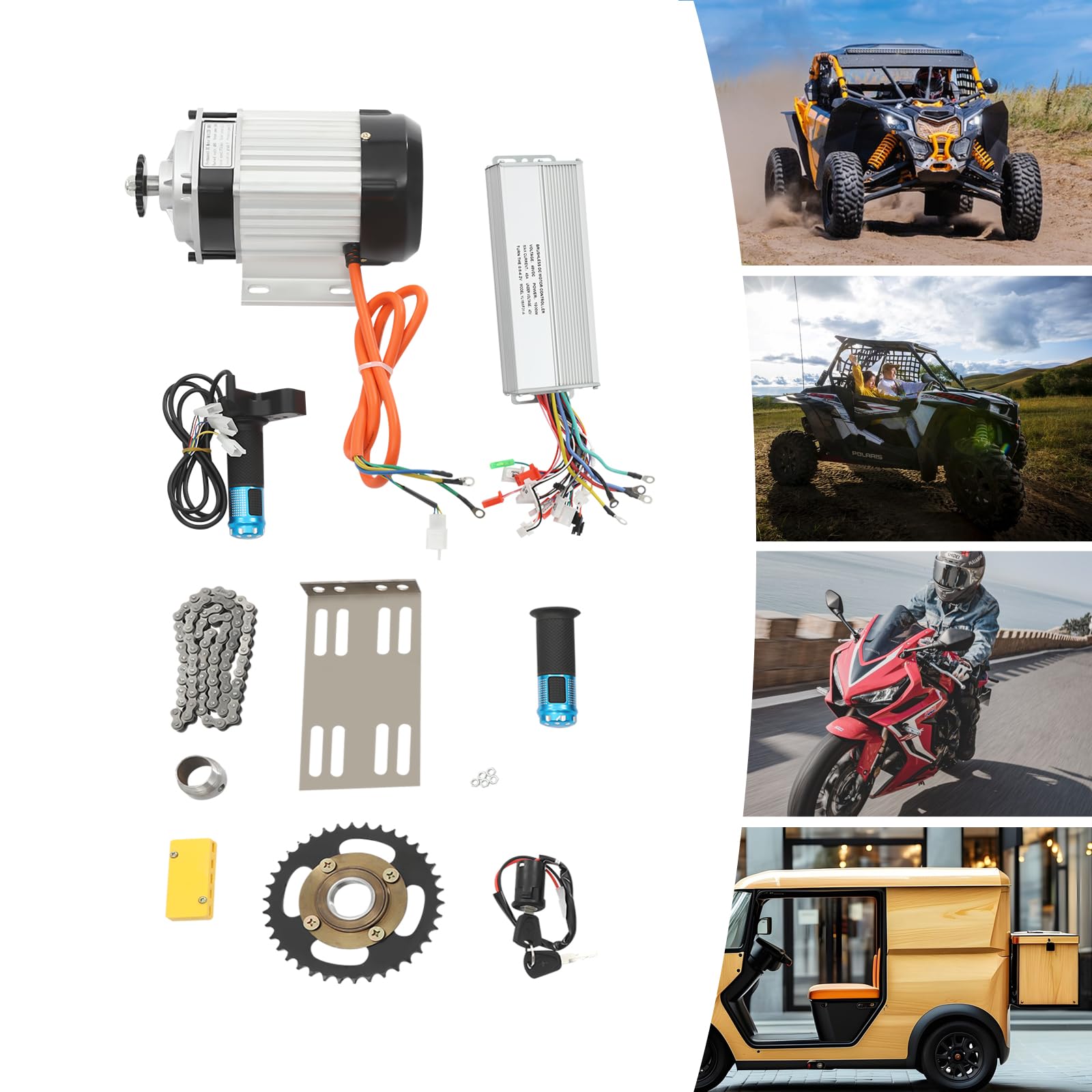 Kit motore elettrico senza spazzole con funzione reversibile, 48 V, 1000 W, kit motore elettrico DC per bici elettrica fai da te, triciclo elettrico, ruote elettriche