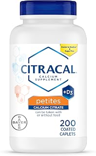 Petites, 400 mg Calcium Citrate, Easily Absorbed and Highly Soluble with 12.5 mcg (500 IU) Vitamin D3, Bone Health Support for Ages 12+, Smaller caplets, 200 Count (Packaging May Vary)
