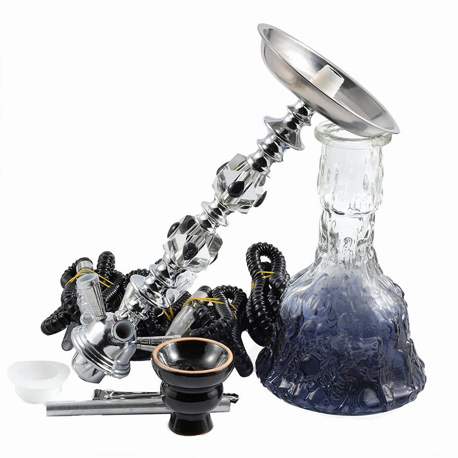 Set De Cachimba De 21 Pulgadas Con 4 Mangueras, Base De Vidrio, Cuenco De Cerámica Y Manguera De Silicona
