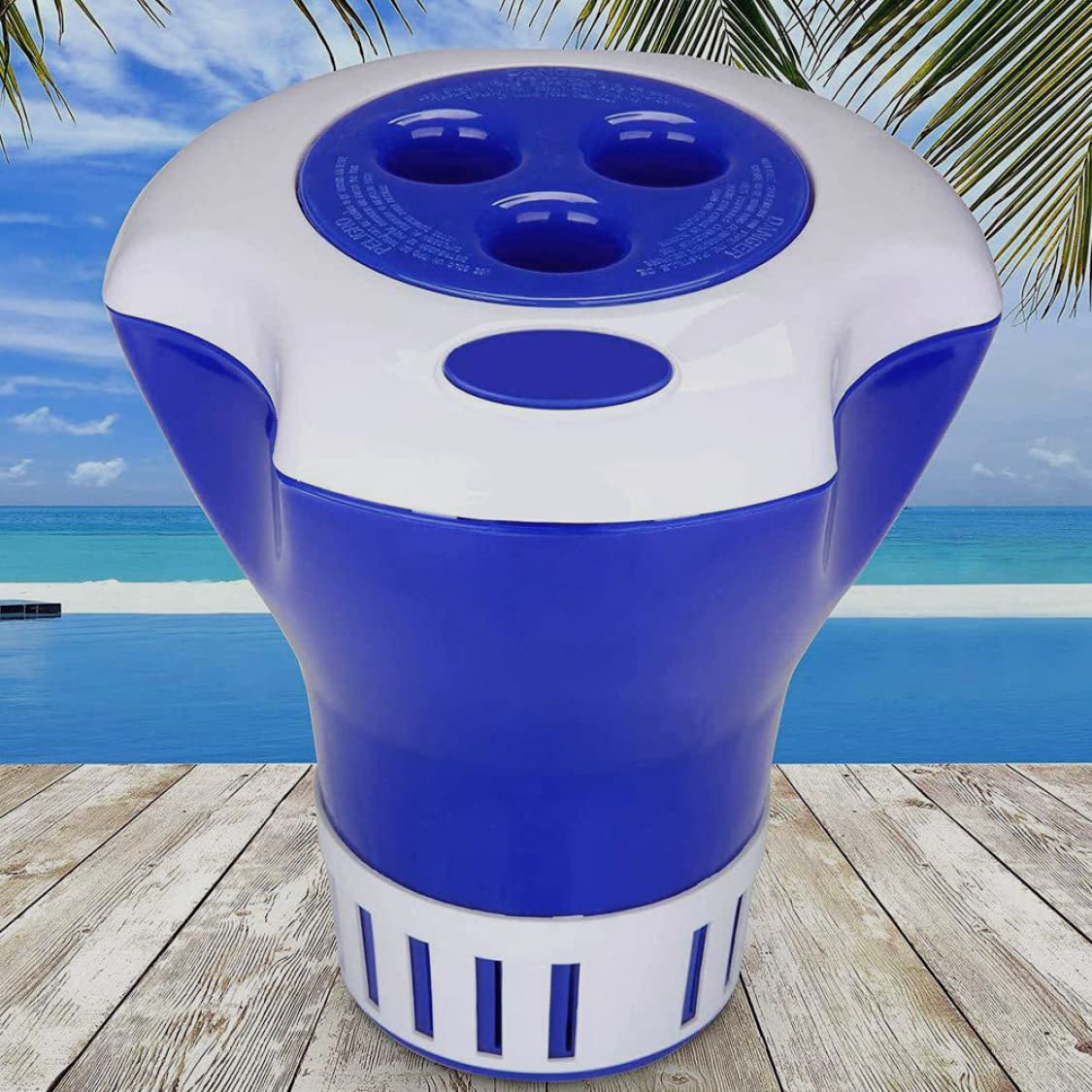 MILEVO Thermomètre à Eau Flottant Distributeur de Chlore de Piscine thermomètre dérive Support de comprimés de Brome for Spa de Natation Bain à remous