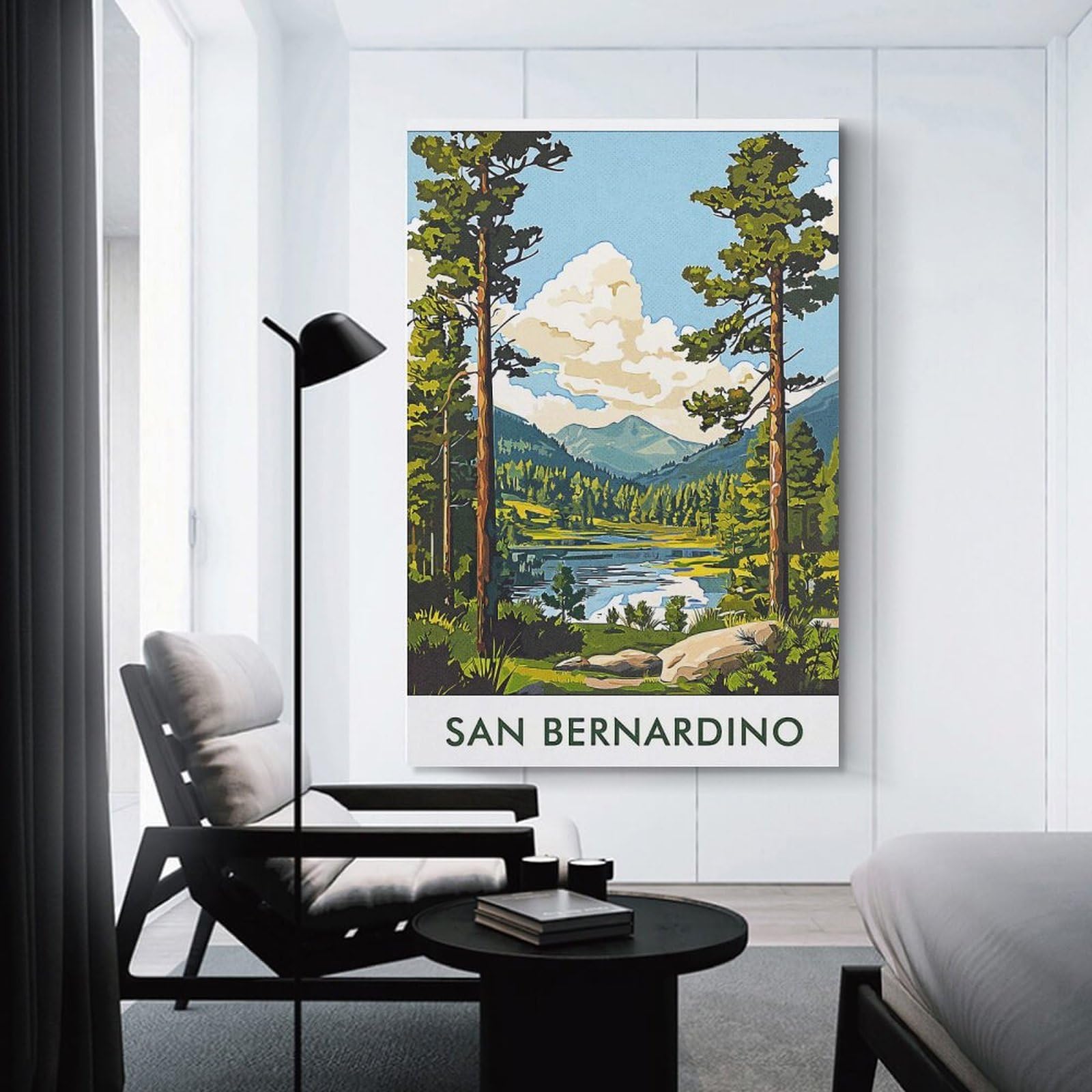 Junmoney Unframe-Style-15 San Bernardino Lake View Wall Decor Canvas Print, 20X30inch(50X75cm), For Hallway, Lounge Or Guest Room, Decorative Present For New Homes
