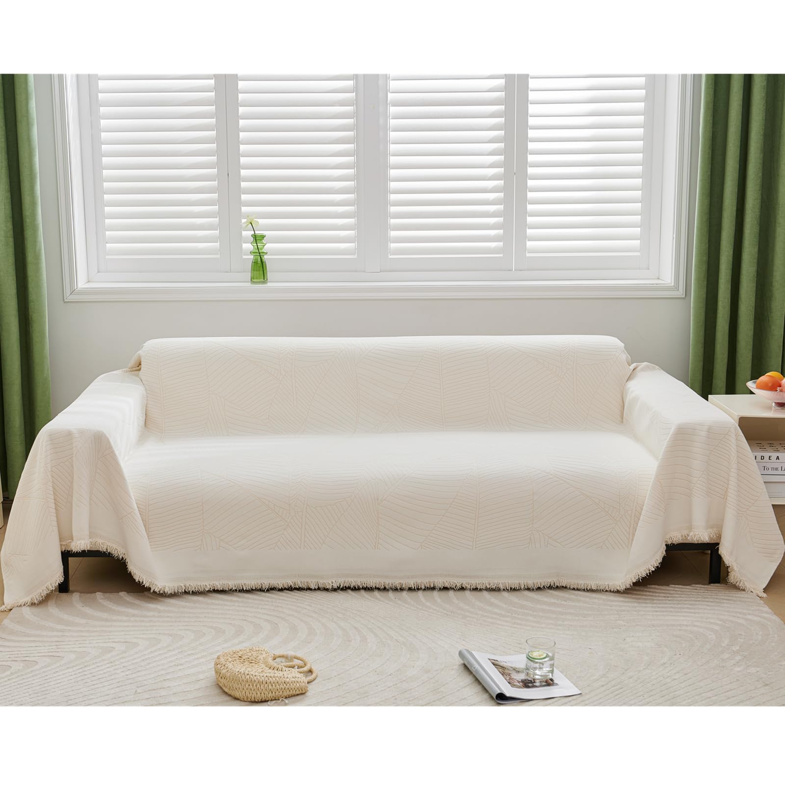 Jetés de canapé en chenille grand format housse 3 places fil teint protecteur salon