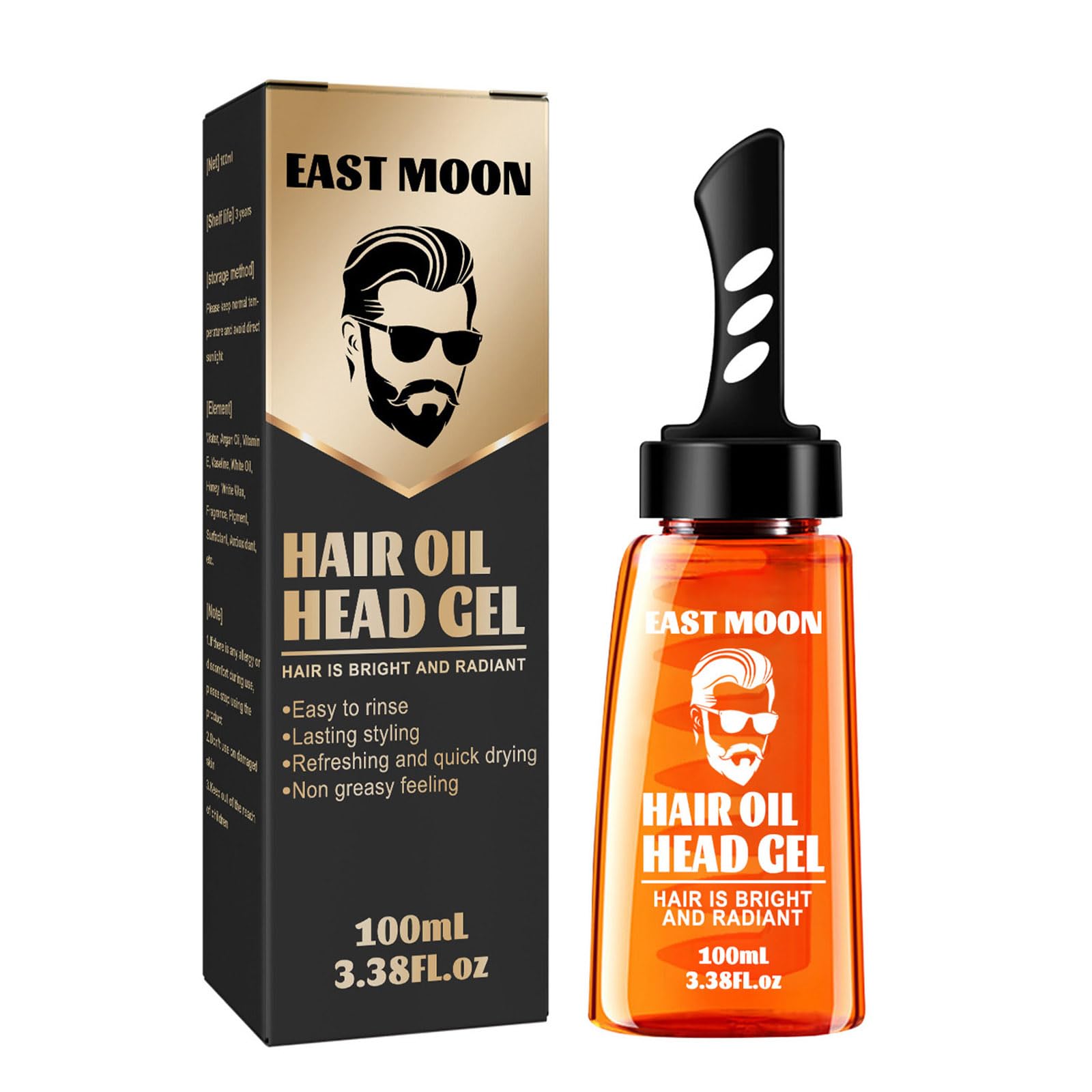 Men Hair Styling Gel with Comb, 2 In 1 Hair Wax Gel With Comb, Long Lasting Fluffy Men Fast Build Hair Salon Styling Gel