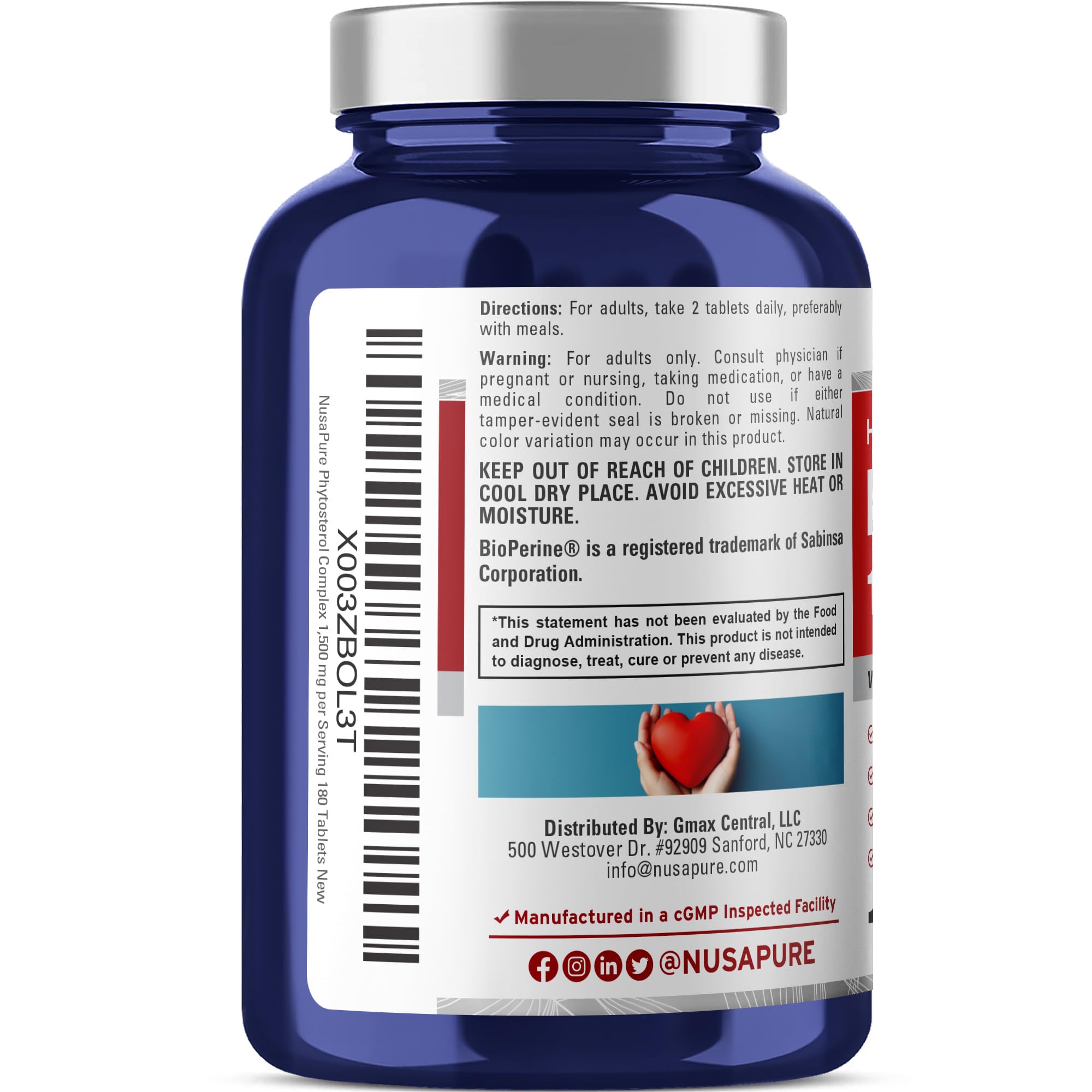 Plant Sterols, Vegan, 1500mg, 180 Veggie Tablets - 90 Servings — Amazon image 3