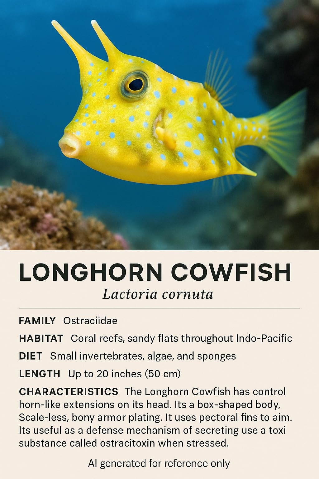 PuffPurrs Longhorn Cowfish Plush - Lifelike 3in Yellow Reef Fish Toy, Realistic Boxfish Plush Gift for Ocean & Nature Lovers - Image 2