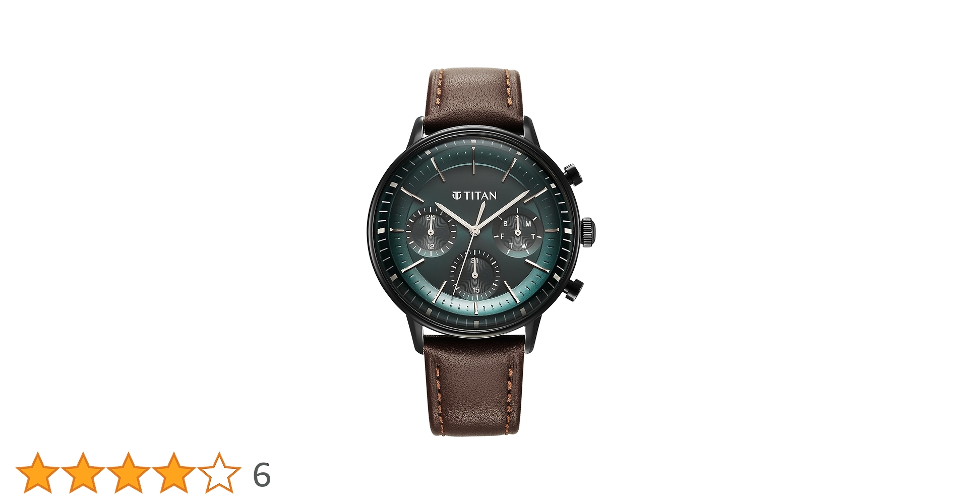 LEst Titan Light Leathers Quartz Multifunction Teal Green Dial Brown