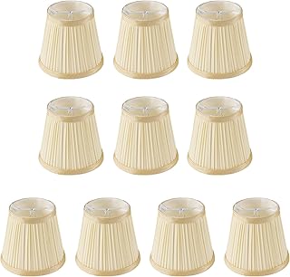 Set of 10 Small Lamp Shade Chandelier Pleated Empire Clip-on Fitter Lampshade 4.9"X3.34"X4.33"for Table Chandeliers Candle Wall Light Replacement(Beige)