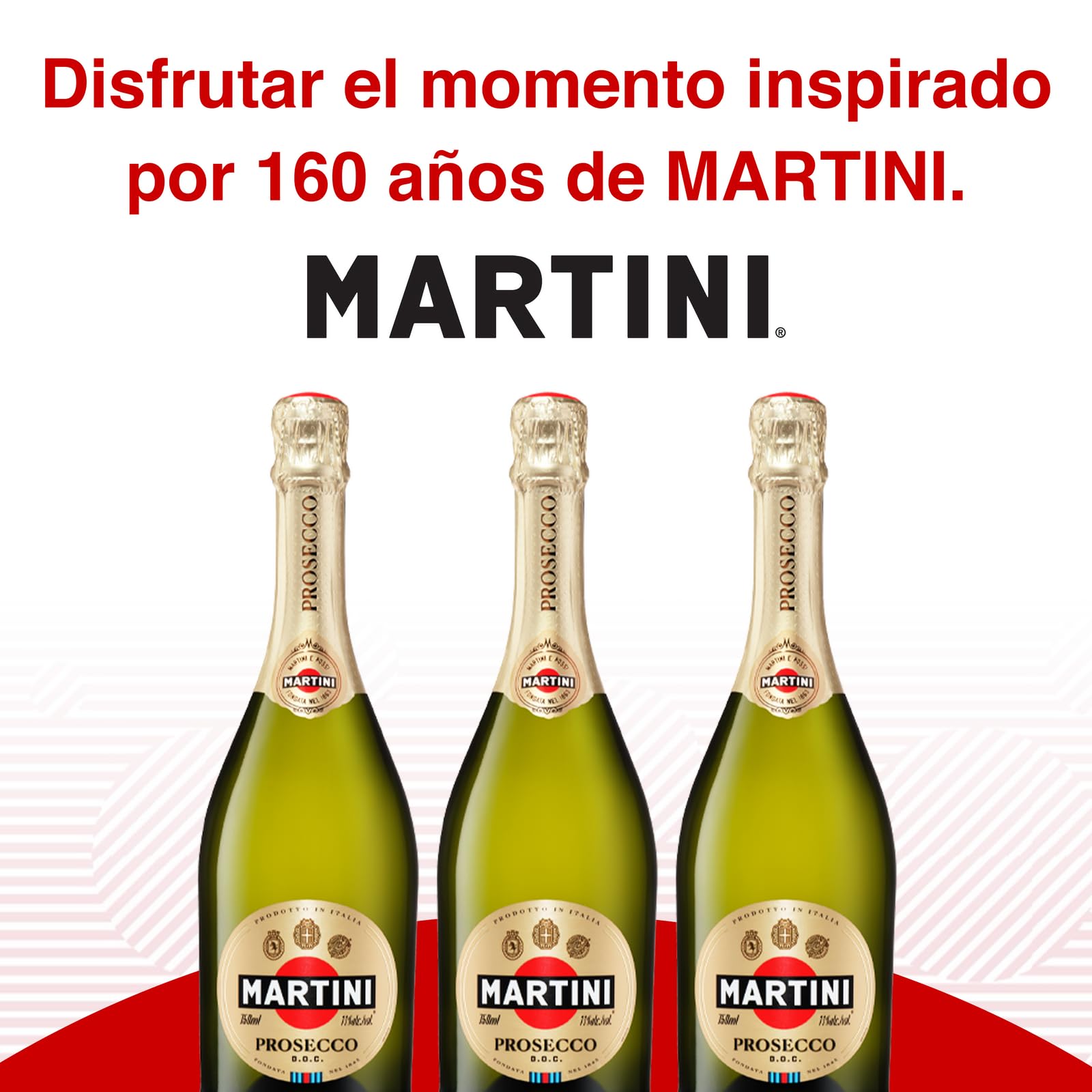 MARTINI Prosecco Vino Espumoso, 11% ABV, 6 x 75cl / 750ml, Vino Italiano Seco y Rico