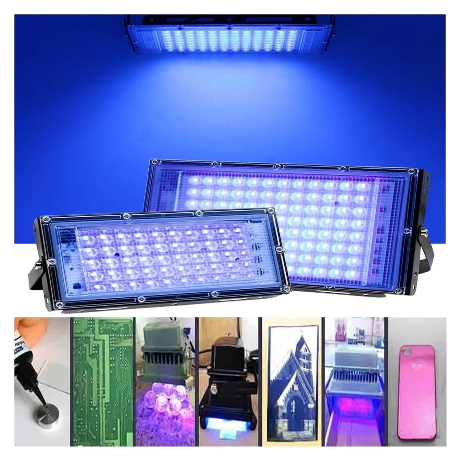 UV-Härtungslampe, Violettes Licht 365 Nm, 405, 395, 100 W, 200, 300, Fluoreszenzerkennung, Schattenloser Kleber, Grünes Öl, Harz, UV-Härtungslampe(395nm,300W)