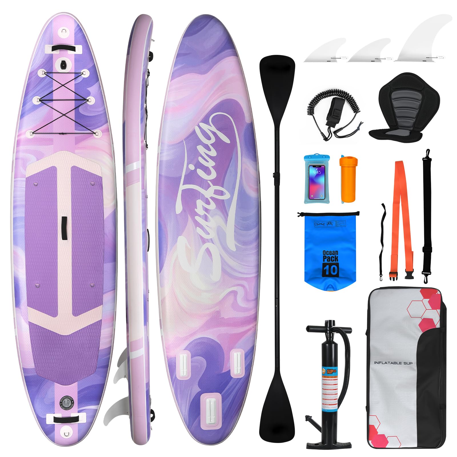 ZealWe Stand Up Paddling Board, 335cm SUP Board Aufblasbar für 2 Personen/Familien, Mit Sitz & Allem Zubehör, Doppelpaddel, für Wassersport und Paddling, Standup Paddle Board for Adults & Einsteiger