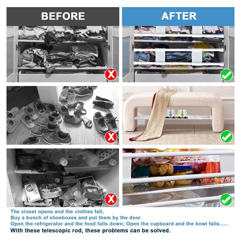 4 Aste Per Frigo Regolabili - Organizzatore Per Ripiani, Bianco - Foto 2