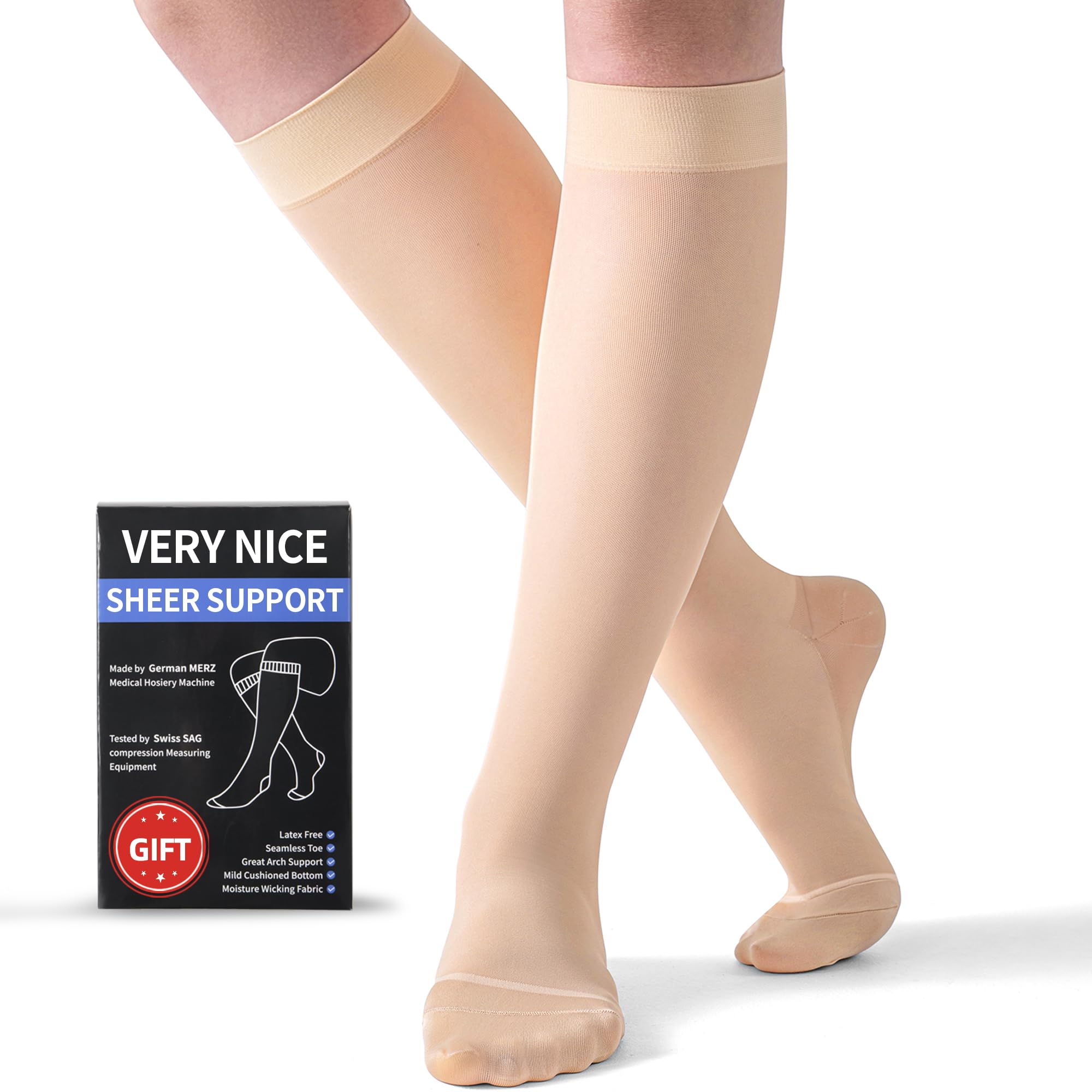 Cooling Sheer Compression Socks for Women 15-20 mmHg BBFREY